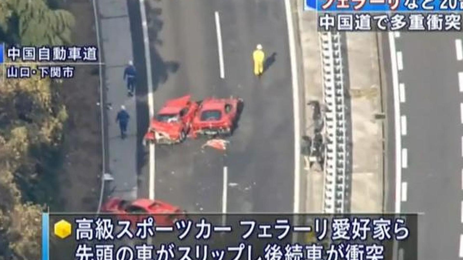 Japan Car Crash wrecks 8 Ferraris, 3 Mercedes & 1 Lambo