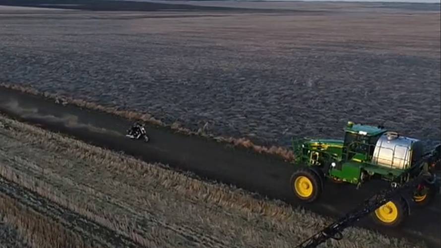 Crazy Canadian Stuntman Rides Full Tilt Under Farm Equipment