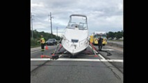Boat crashes into Ram pickup
