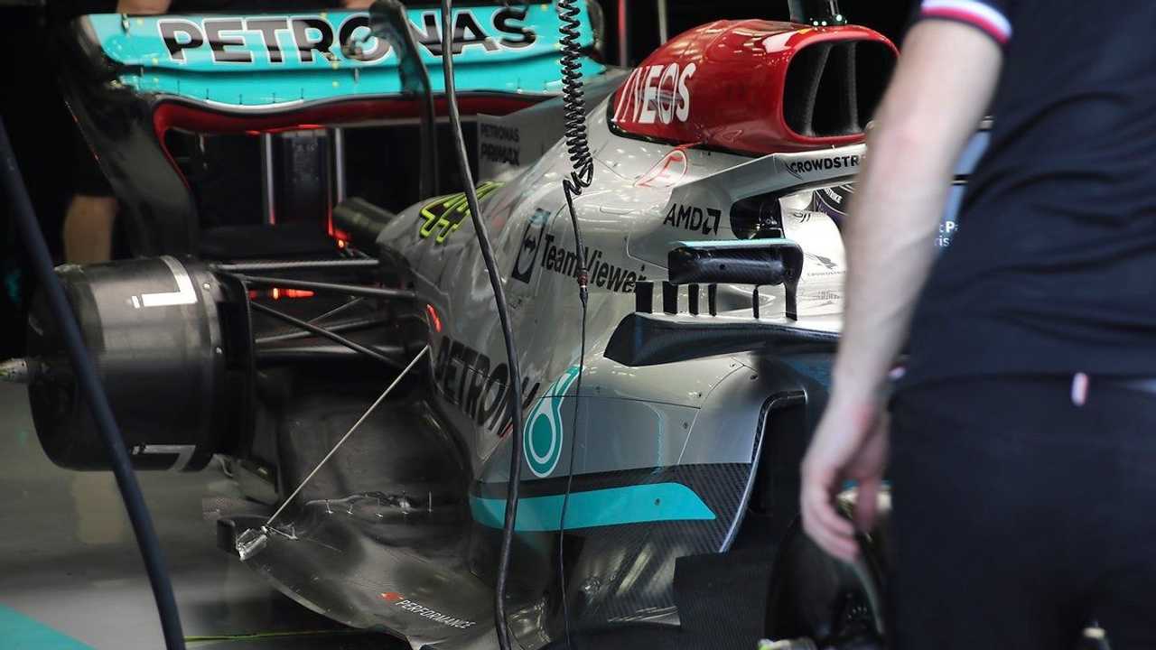 Mercedes W13: el detalle de los pontones estrechos. Foto: Giorgio Piola