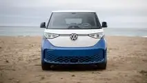 US-spec 2024 Volkswagen ID. Buzz LWB exterior static shots at the beach