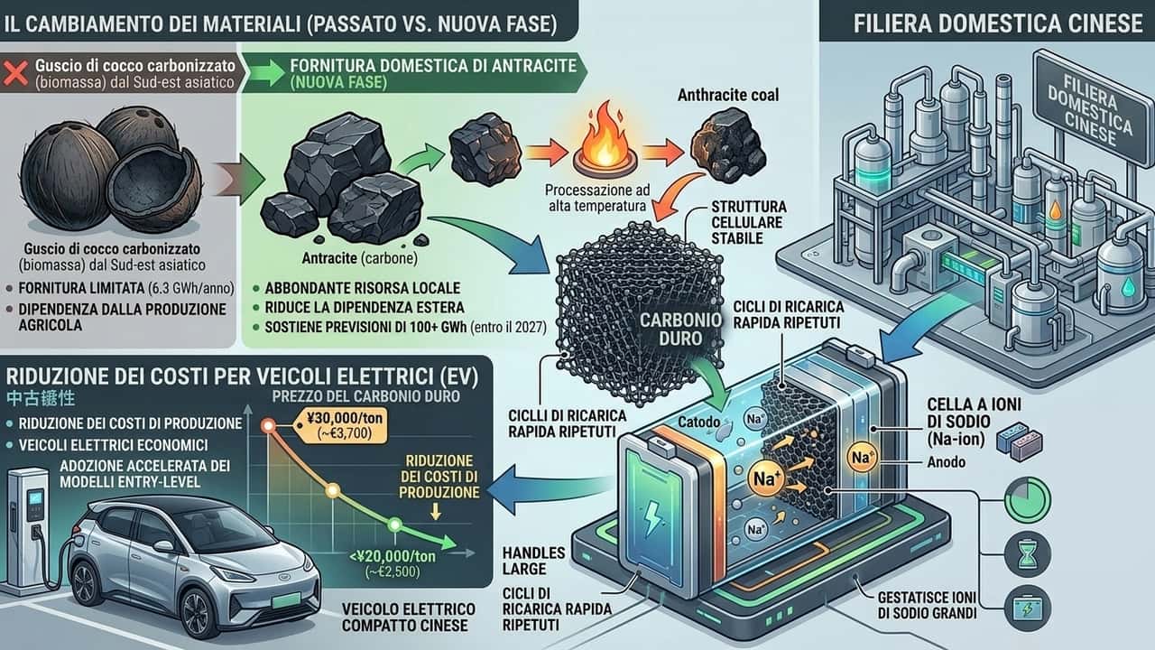 Svolta: la Cina sceglie il carbone per le batterie al sodio