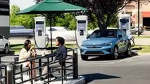 Volvo C40 Recharge charging at Starbucks store in Provo, Utah
