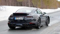 Porsche 911 Turbo S with ducktail spoiler spy photo