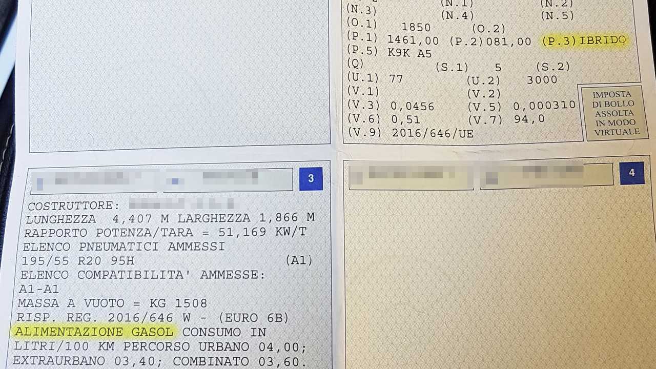 Auto ibrida diesel, il libretto