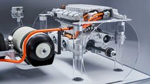 BMW i Hydrogen Next: Der Elektroantrieb am Heck. Die Leistungspuffer-Batterie ist oberhalb der E-Maschine positioniert und kann beispielsweise beim Überholen oder Beschleunigen für zusätzliche Dynamik sorgen.