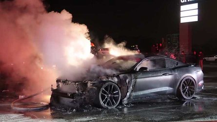 Watch Ford Mustang GT Go Up In Flames After Spinning Donuts