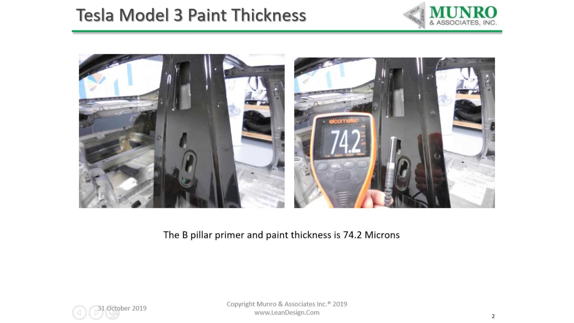See The Munro & Associates Measurements Of The Tesla Model 3 Paint Thickness