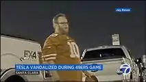 This 49ers Supporter Can't Stand A Tesla, Kicks Its Back Door