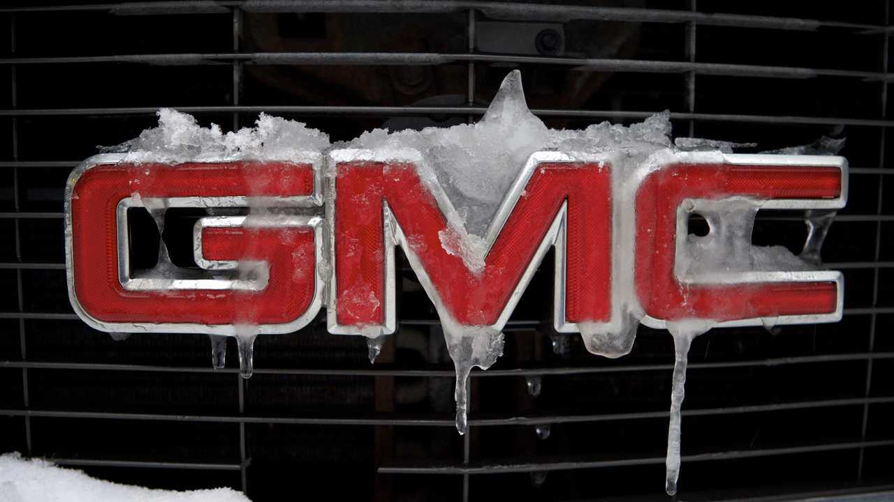 Frozen GMC grille logo nameplate