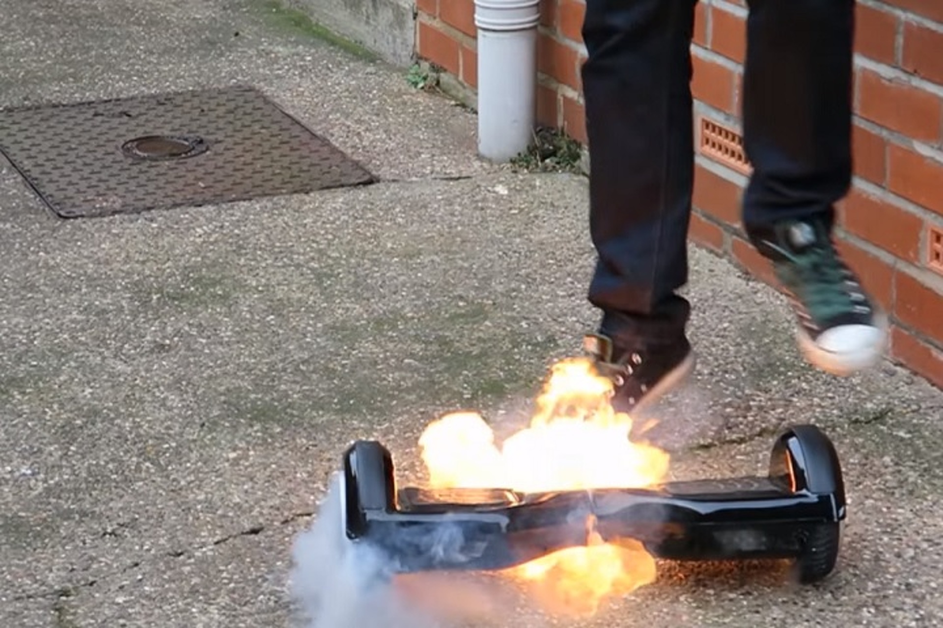 Watch a Hoverboard Burst into Flames Right Out of the Box