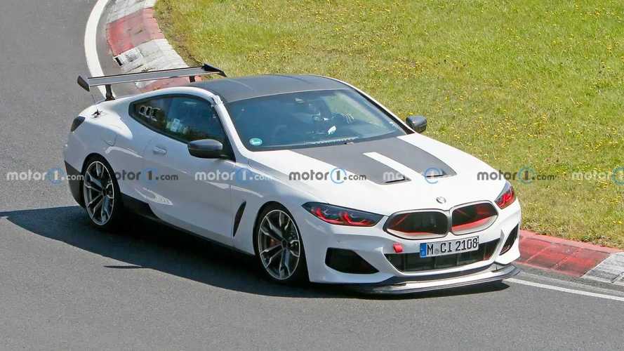 BMW M8 test vehicle spied with bloodshot eyes on the Nurburgring