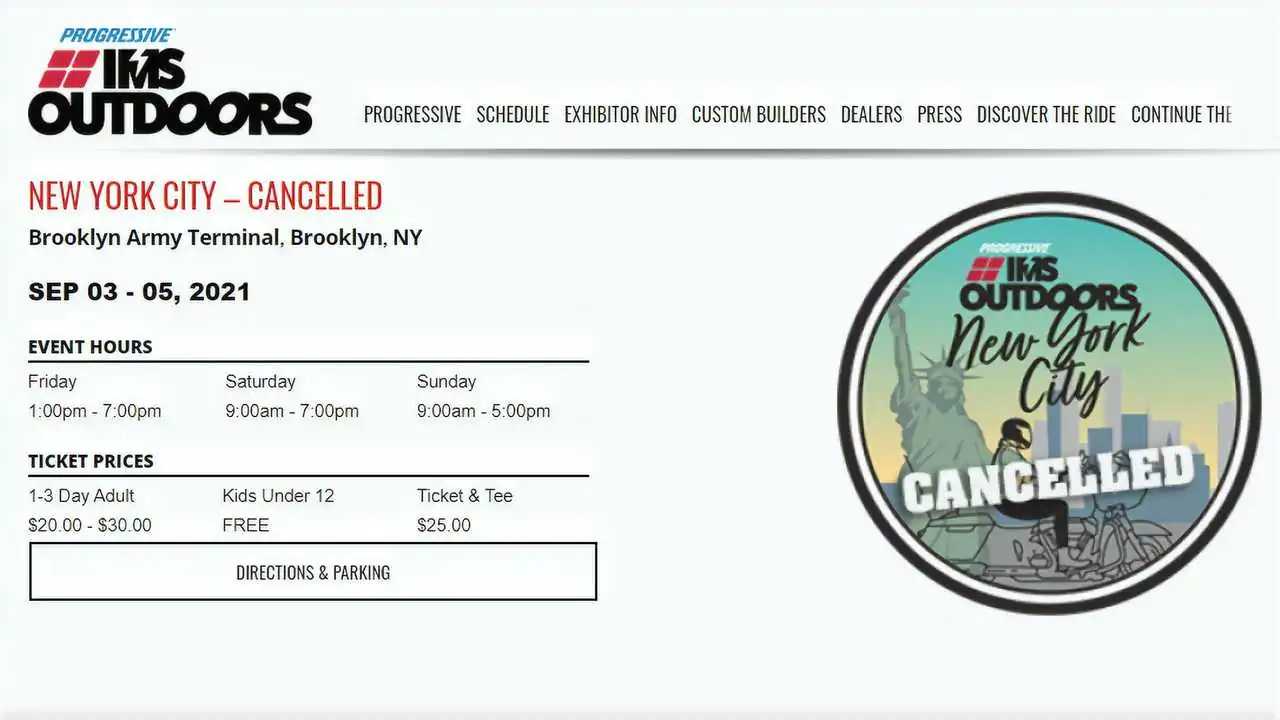 Progressive IMS Outdoors NYC Canceled 2021