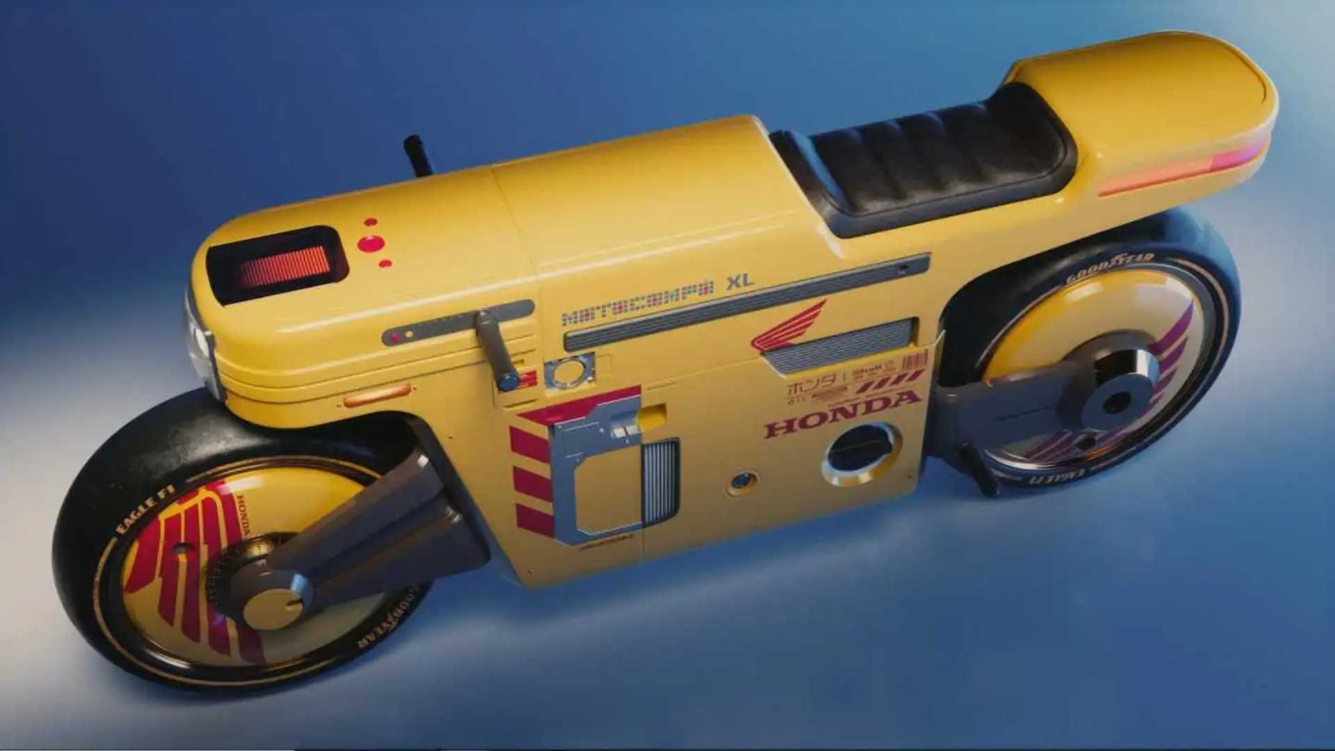 Honda Motocompo XL by Allan Williams - Left Overhead View - Yellow