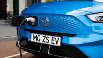 2021 MG ZS EV parked shot with charging cable