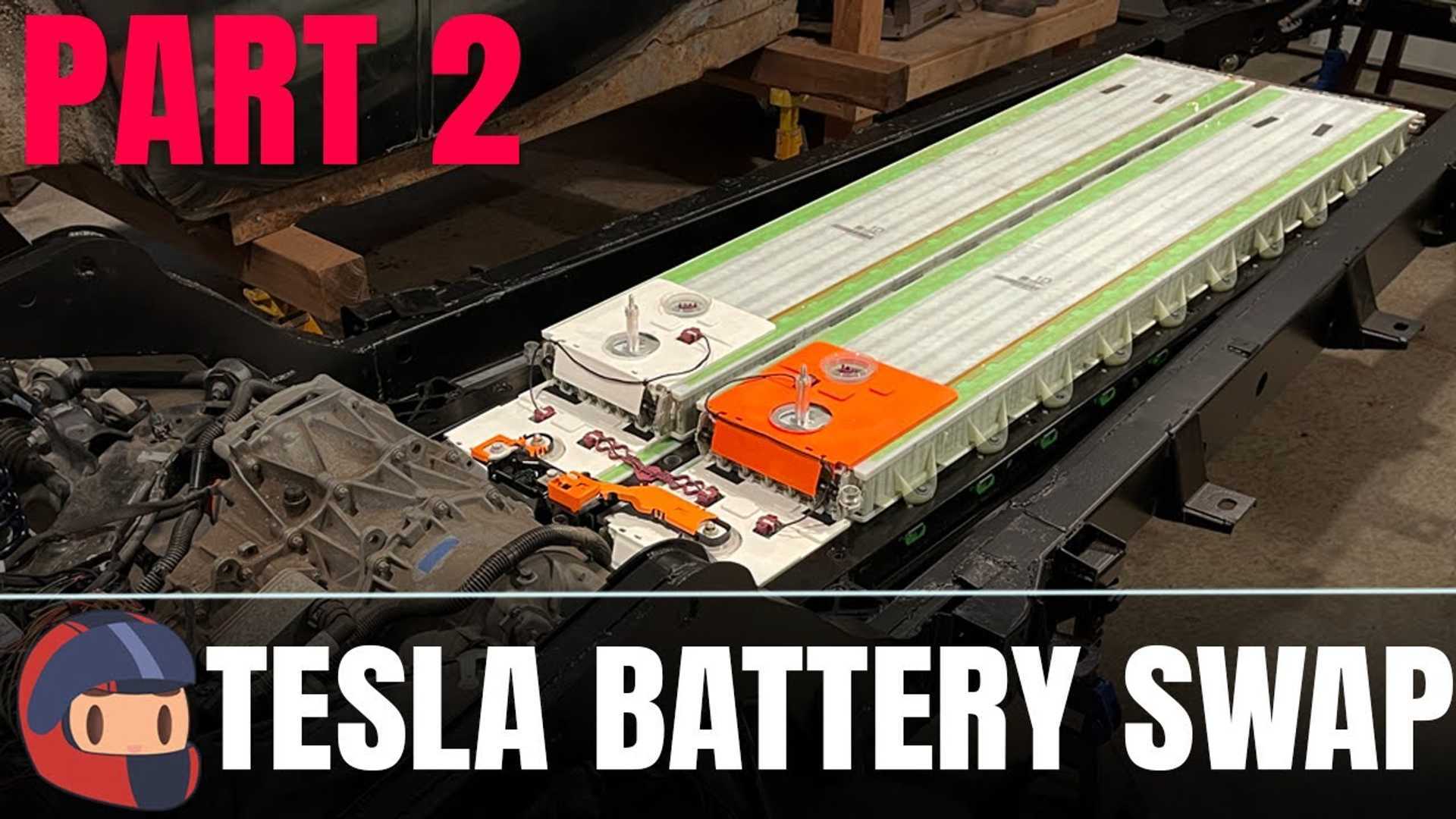 1950 Jaguar Tesla Battery Swap Process Continues