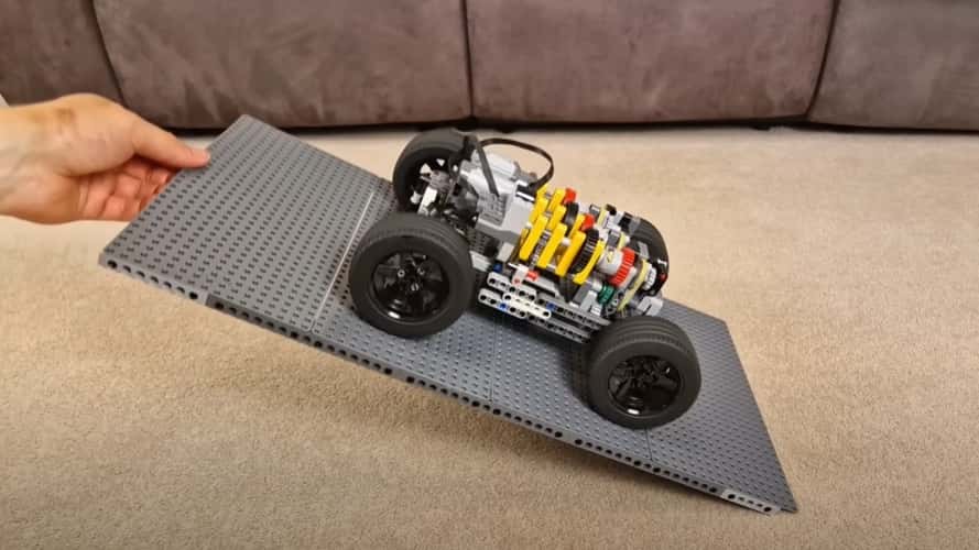 See Lego Car Tackle Obstacles Using A Continuously Variable Transmission