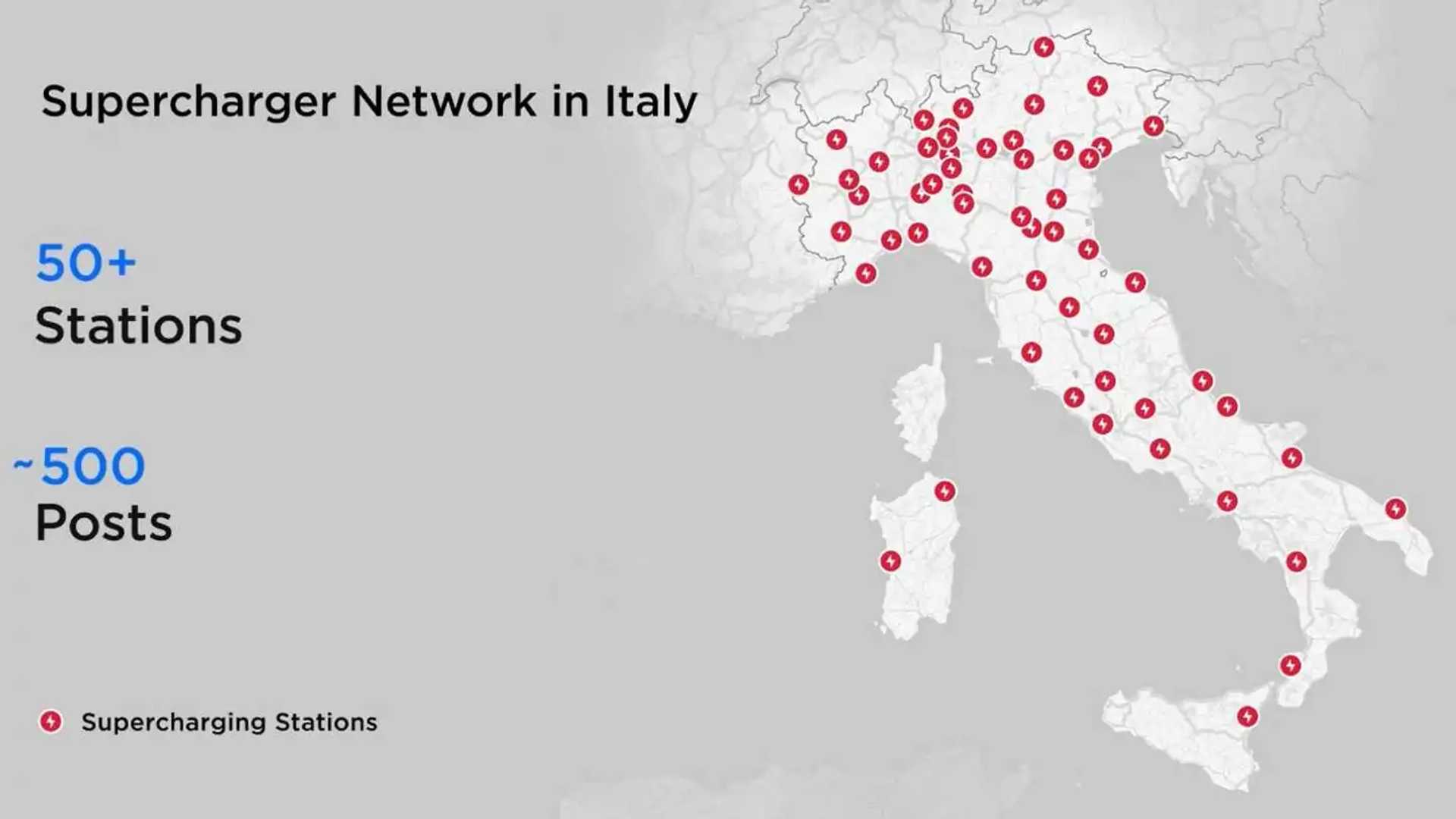 Tesla in Italia superate le 50 stazioni Supercharger