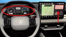 A cabine do VW ID. Polo com elementos retrô