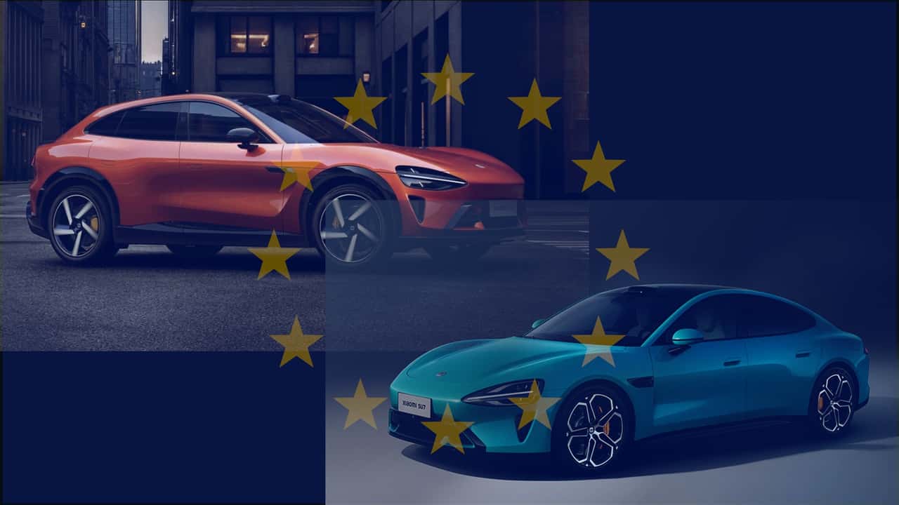 Xiaomi  YU7 und SU7 mit EU-Flagge (Collage)