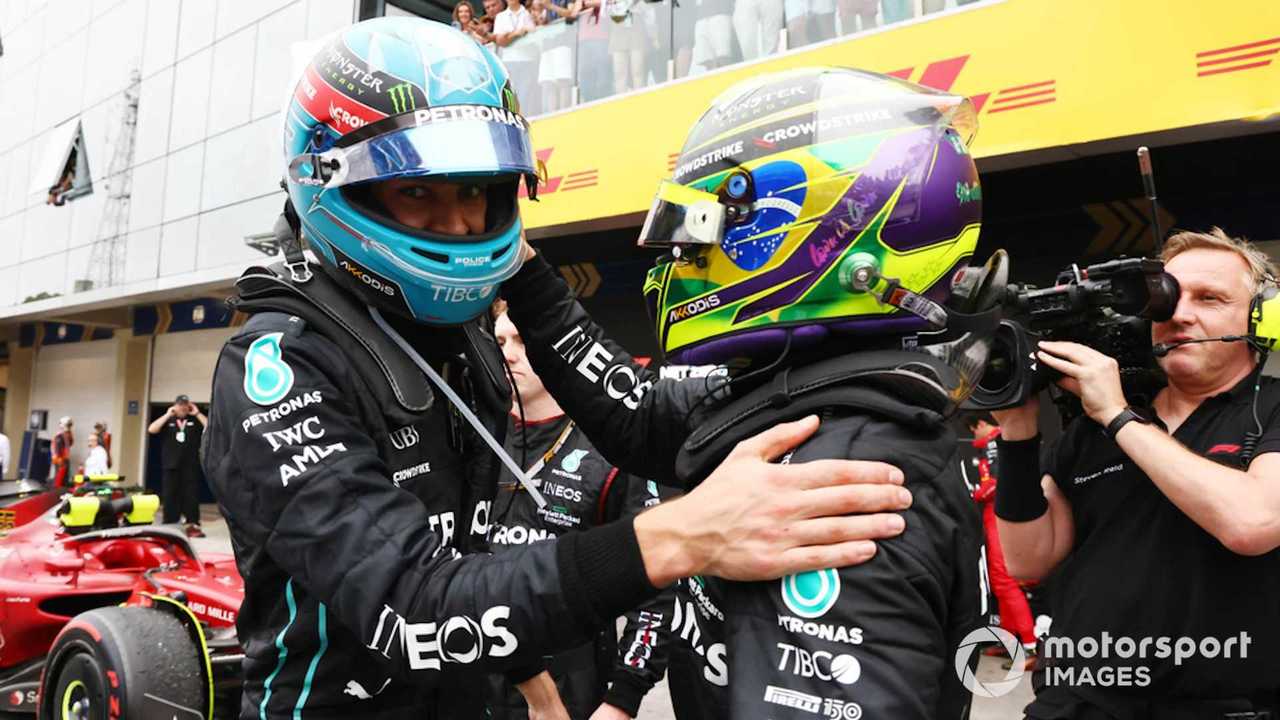 George Russell and Lewis Hamilton at Brazilian GP 2022
