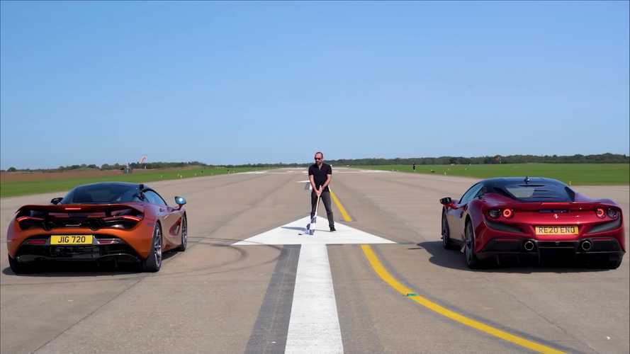 Ferrari F8 Tributo drag races McLaren 720S in supercar battle