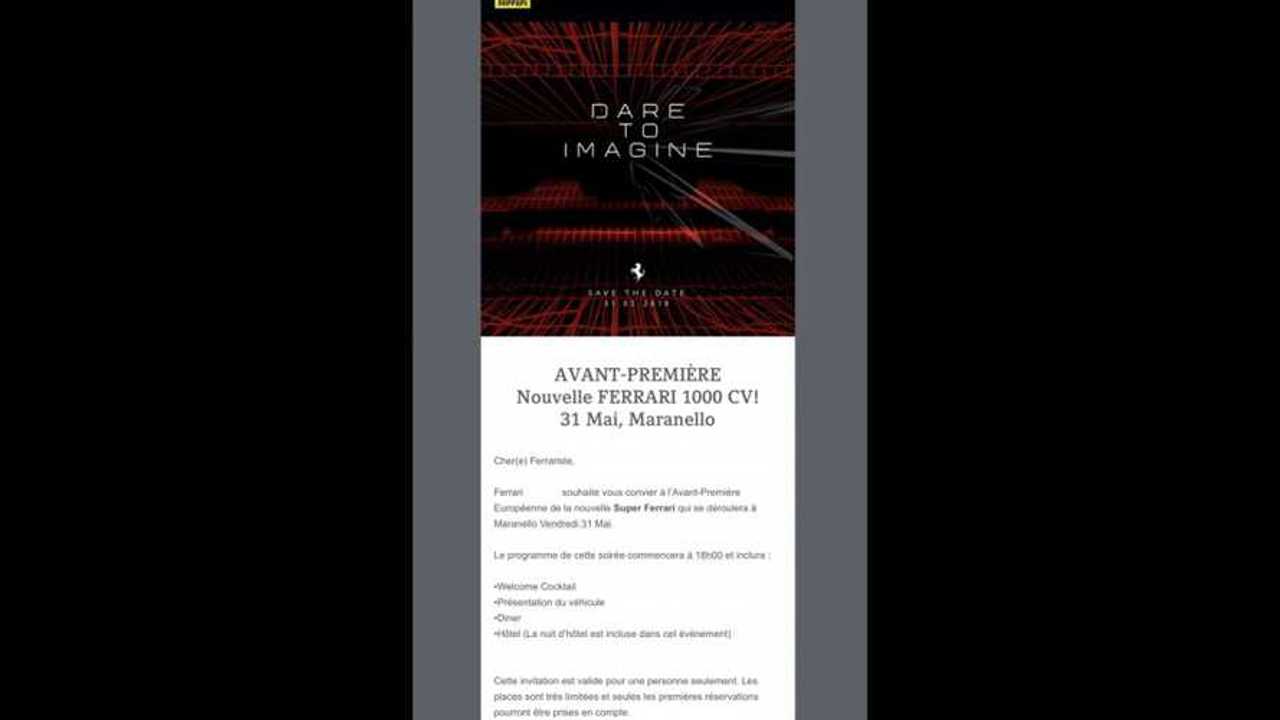 986-Horsepower Ferrari Reveal Invitation