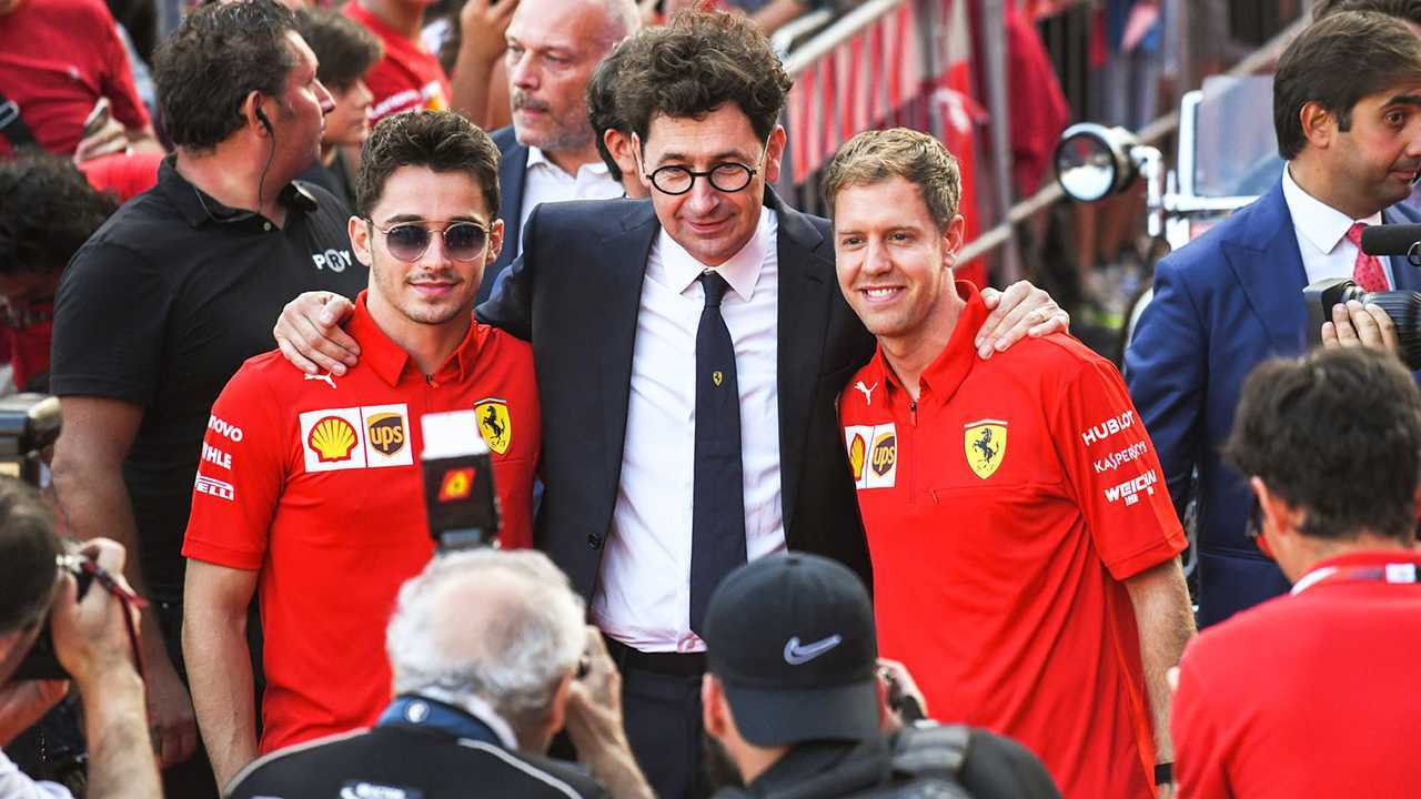 Leclerc, Binotto e Vettel