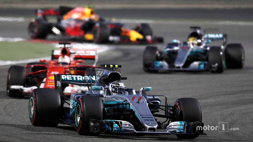 Valtteri Bottas, Mercedes AMG F1 W08, leads Sebastian Vettel, Ferrari SF70H,Lewis Hamilton, Mercedes AMG F1 W08, Max Verstappen, Red Bull Racing RB13
