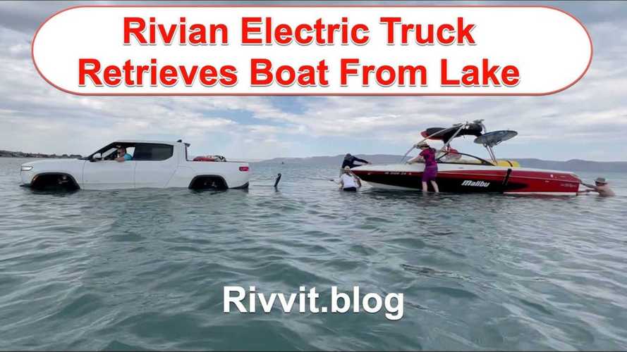 Watch Rivian R1T Retrieve Boat It Launched Into Bear Lake