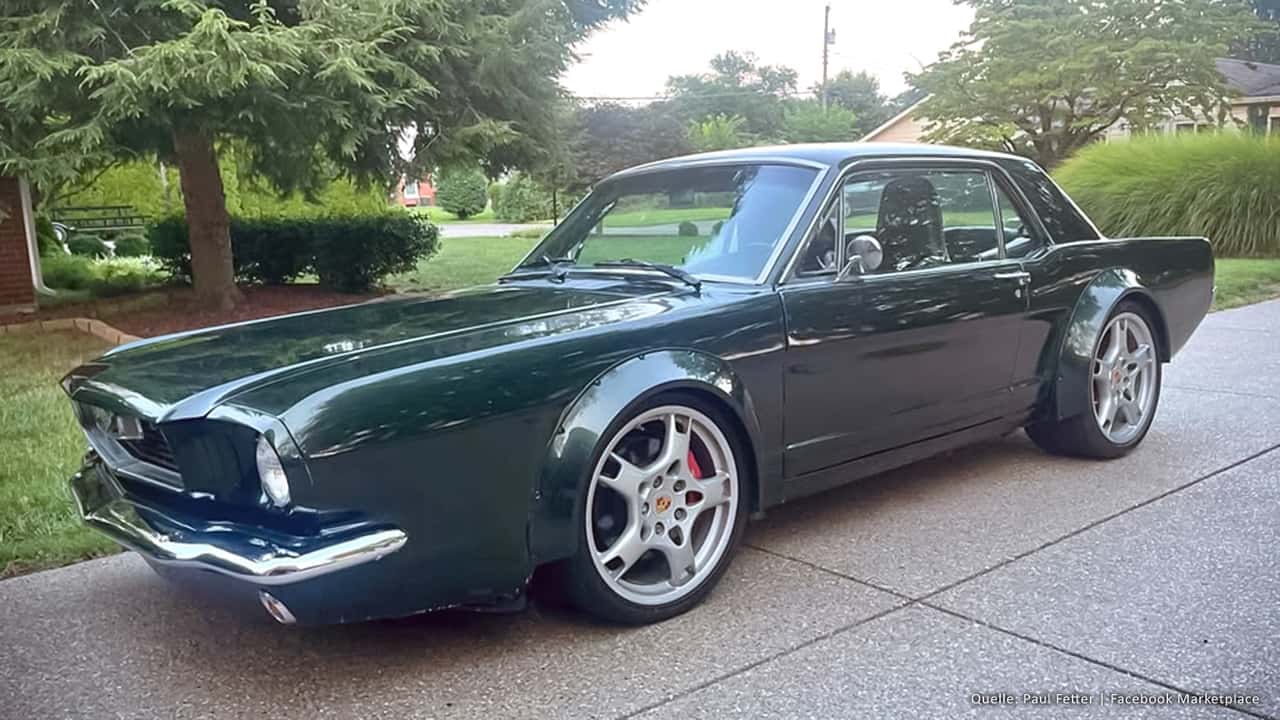 Ford Mustang-Karosserie auf Porsche 911-Chassis