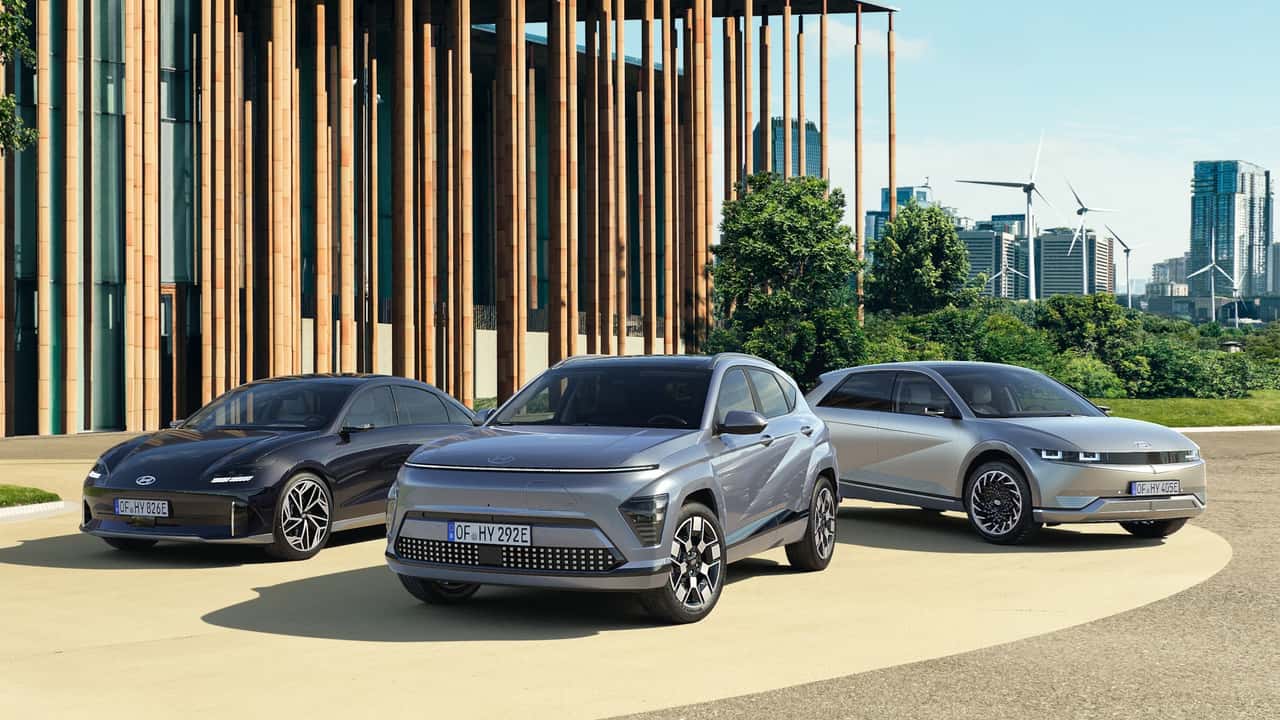 Die 3 Hyundai-Stromer Ioniq 6, Kona und Ioniq 5 (von links)