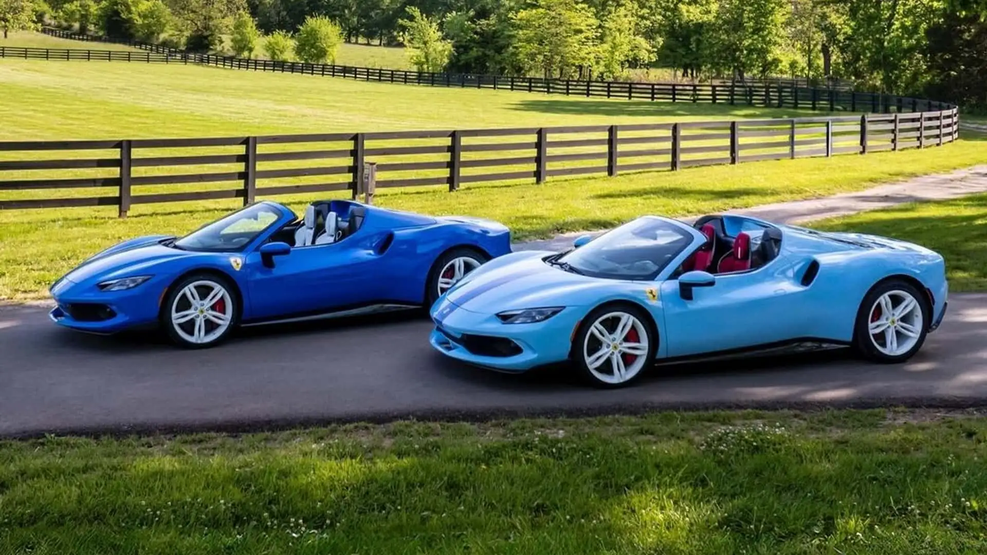 BBR フェラーリFerrari MIAMI LECLERC F1 296 Ferrari 296 GTS de Sainz e Leclerc se vestem de azul para GP de
