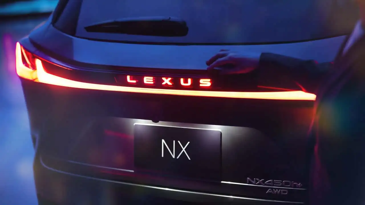 2027 Lexus NX F Sport trim with 20-inch aero-slim wheels and red brake calipers