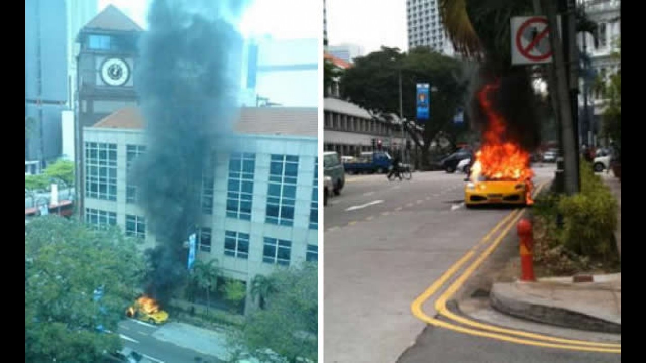 Ferrari F430 Spider arde em chamas em Cingapura - Será que o dono fez o Recall?