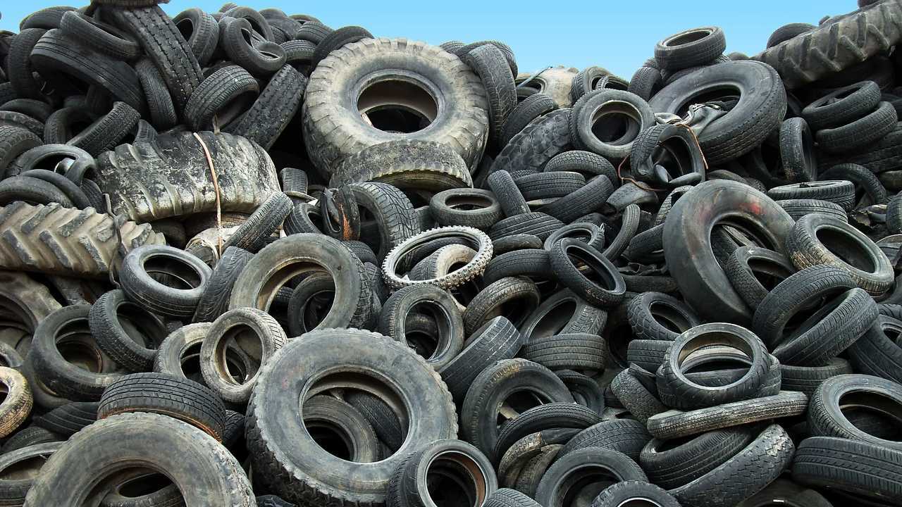 Pile of tyres dumped in a landfill