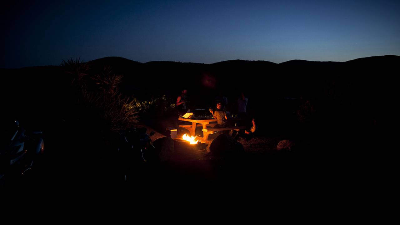 Camping with buddies in Joshua Tree