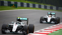 Nico Rosberg, Mercedes AMG F1 W07 Hybrid leads team mate Lewis Hamilton, Mercedes AMG F1 W07 Hybrid