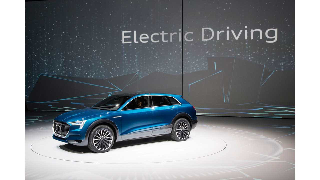 The concept car Audi e-tron quattro at the Volkswagen Group Night (IAA) in Frankfurt.