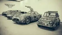 Scrap metal supercar sculptures
