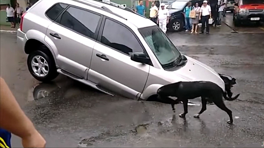SUV In Sinkhole