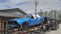 Crashed Dodge Challenger SRT Hellcat
