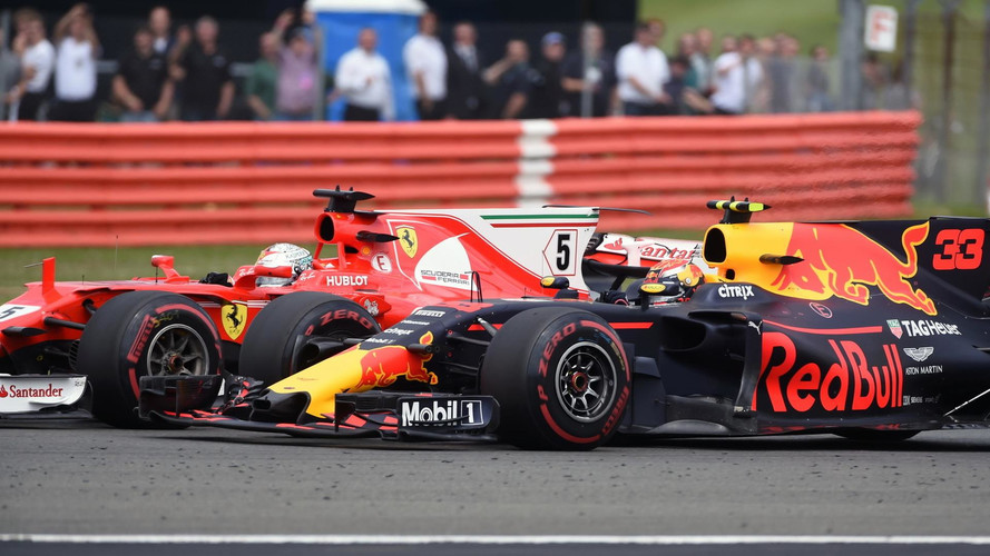 Sebastian Vettel, Ferrari SF70H and Max Verstappen, Red Bull Racing RB13
