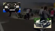 V10 BMW M3, VW Golf street race crash