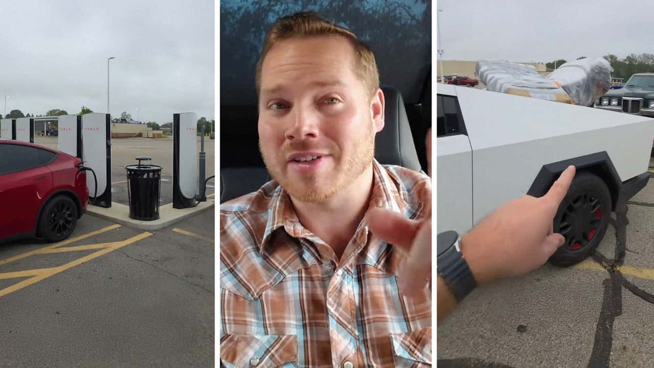 Cybertruck Driver Goes To Charging Station