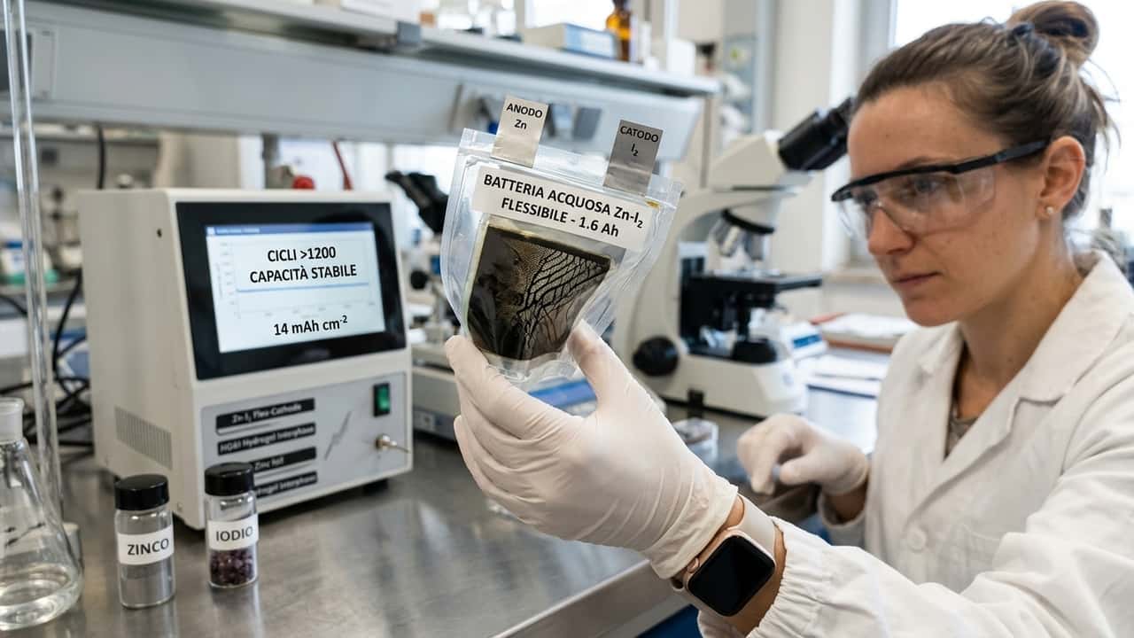 Batterie zinco-iodio flessibili: 1,6 Ah e 1.200 cicli