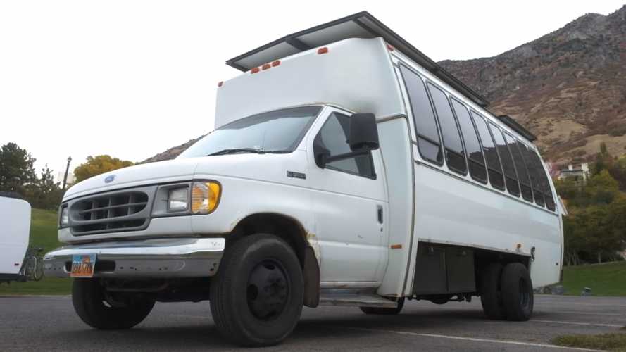 Old Ford Econoline Shuttle Bus Is Now New Home For A Growing Family