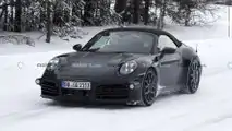 Porsche 911 Cabrio facelift spy photo (front three-quarters)