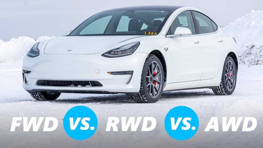 UK: Watch Tesla Model 3 in snow: FWD vs RWD vs AWD comparison