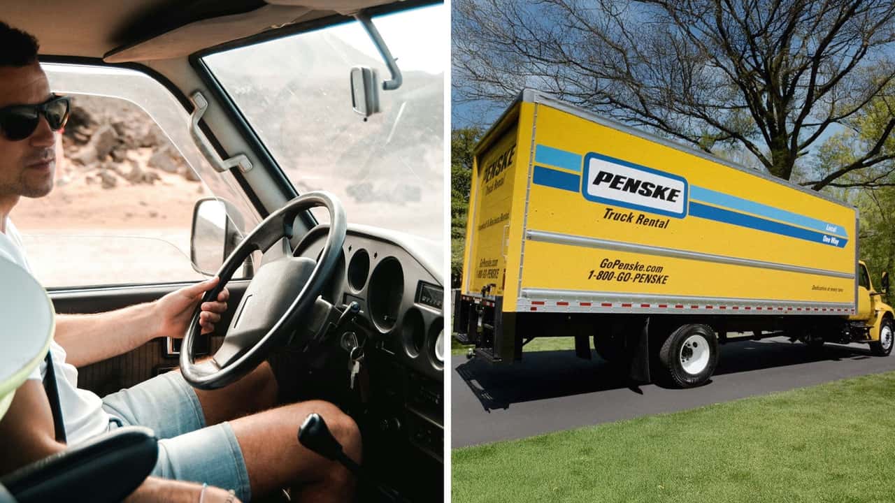 Penske Rental Truck Gets Stuck Under Bridge